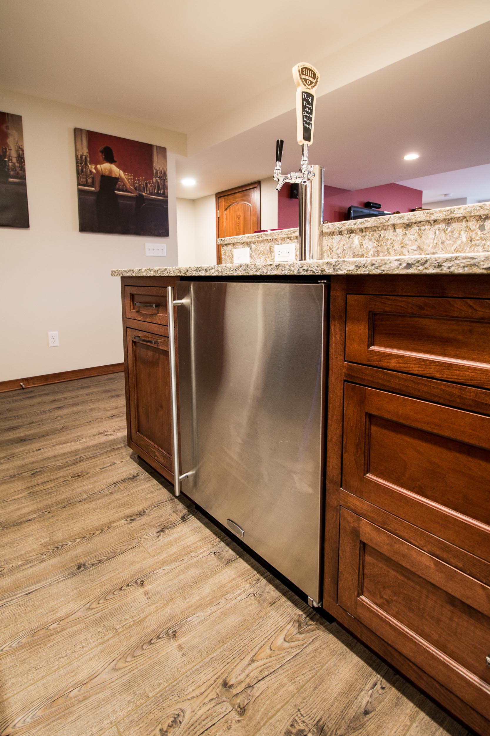 Under shop cabinet kegerator
